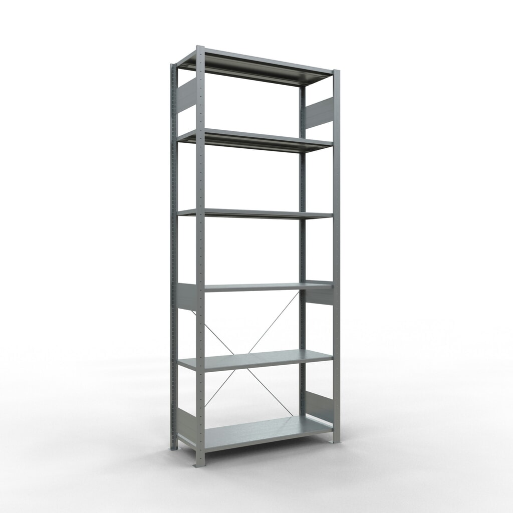 Immagine del prodotto: Scaffalatura a ripiani SCHULTE zincata, portata per piano di 150 kg, AxLxP 2.500 x 1.060 x 436 mm