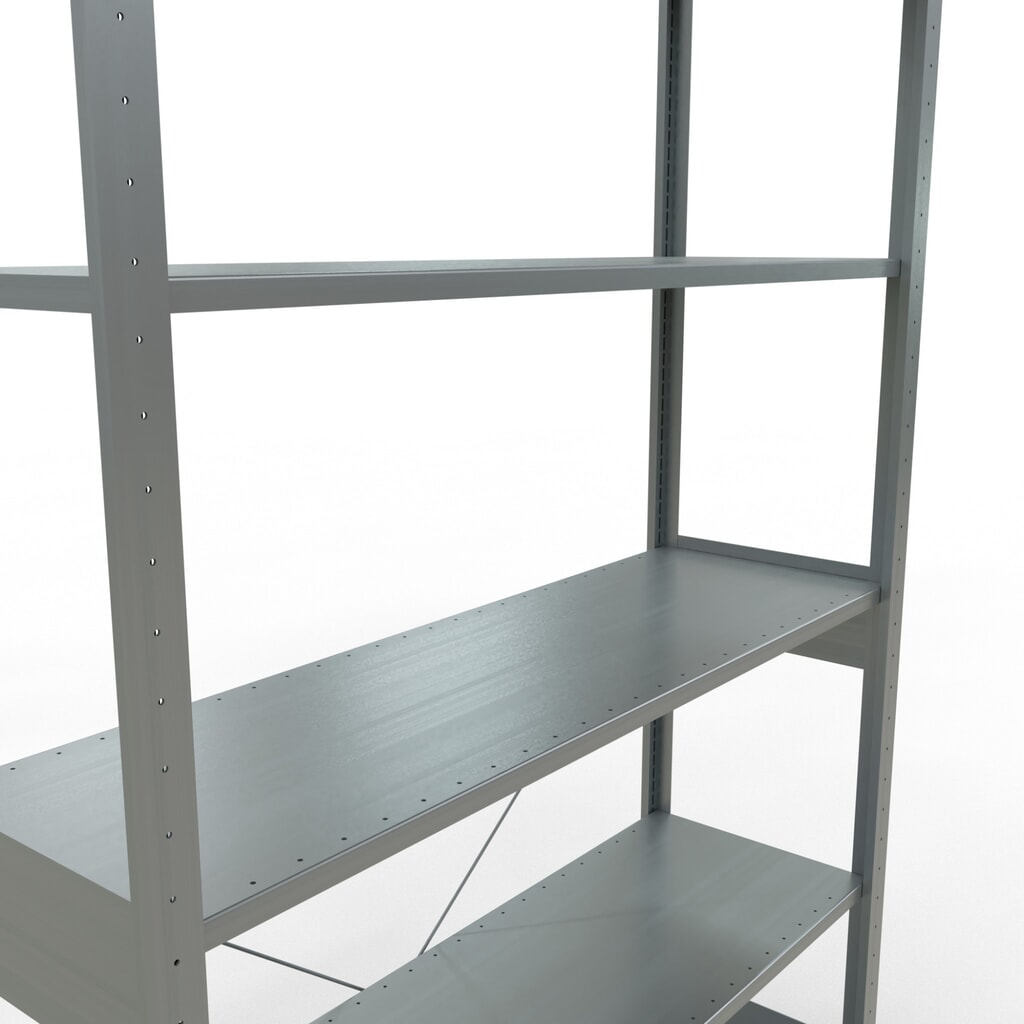 Scaffalatura a ripiani SCHULTE zincata, portata per piano di 150 kg, AxLxP 2.500 x 1.360 x 436 mm Immagine del prodotto n. 5: Scaffalatura a ripiani SCHULTE zincata, portata per piano di 150 kg, AxLxP 2.500 x 1.360 x 436 mm
