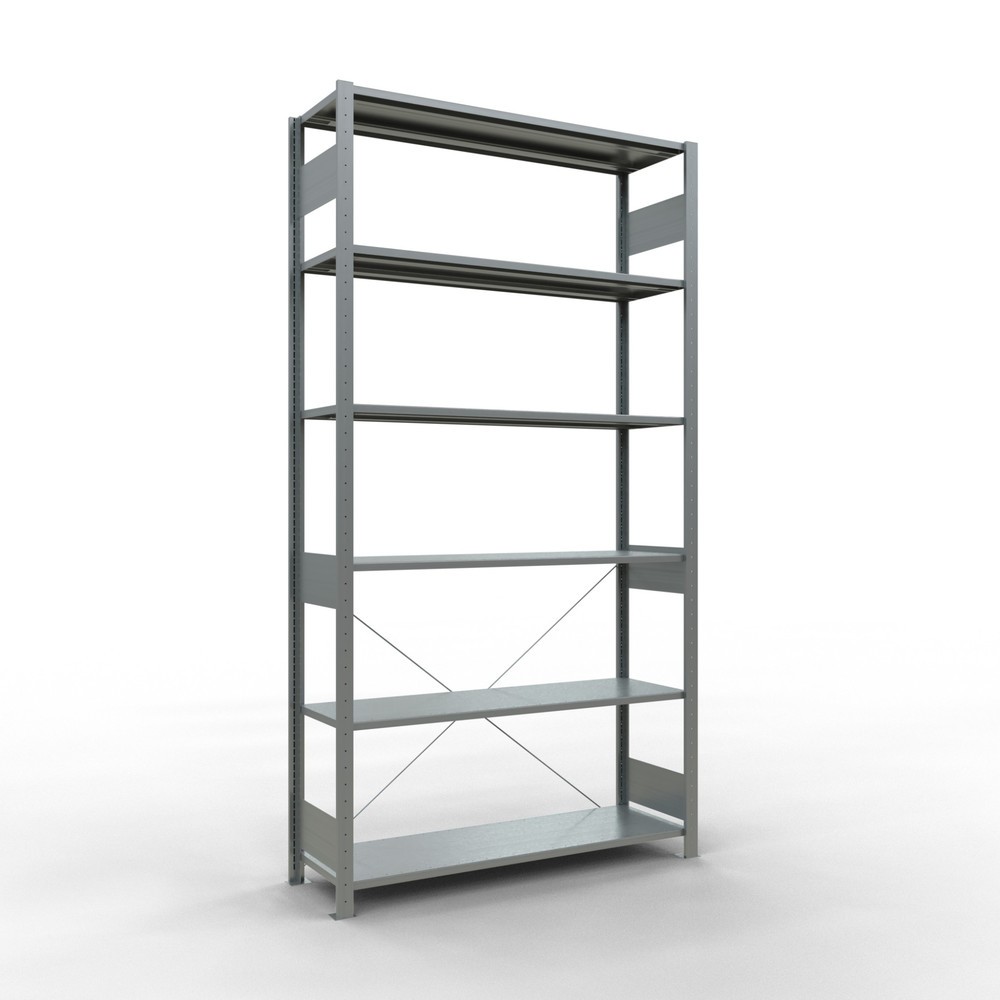 Immagine del prodotto: Scaffalatura a ripiani SCHULTE zincata, portata per piano di 150 kg, AxLxP 2.500 x 1.360 x 436 mm
