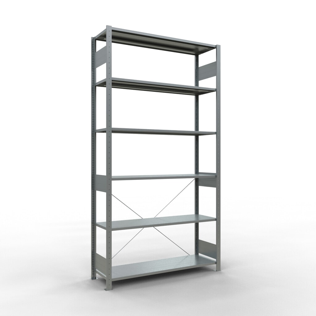 Immagine del prodotto: Scaffalatura a ripiani SCHULTE zincata, portata per piano di 150 kg, AxLxP 2.500 x 1.360 x 436 mm
