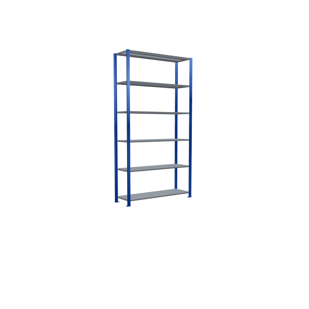 Scaffalatura a ripiani SCHULTE, blu genziana/zincato, portata per piano di 150 kg, AxLxP 2.500 x 1.360 x 436 mm Immagine del prodotto n. 2: Scaffalatura a ripiani SCHULTE, blu genziana/zincato, portata per piano di 150 kg, AxLxP 2.500 x 1.360 x 436 mm