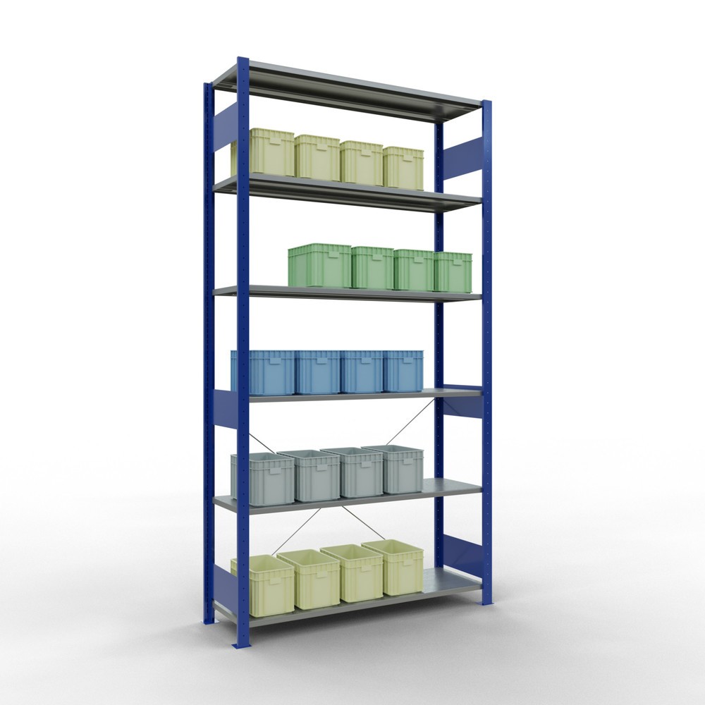 Immagine del prodotto n. 3: Scaffalatura a ripiani SCHULTE, blu genziana/zincato, portata per piano di 150 kg, AxLxP 2.500 x 1.360 x 436 mm
