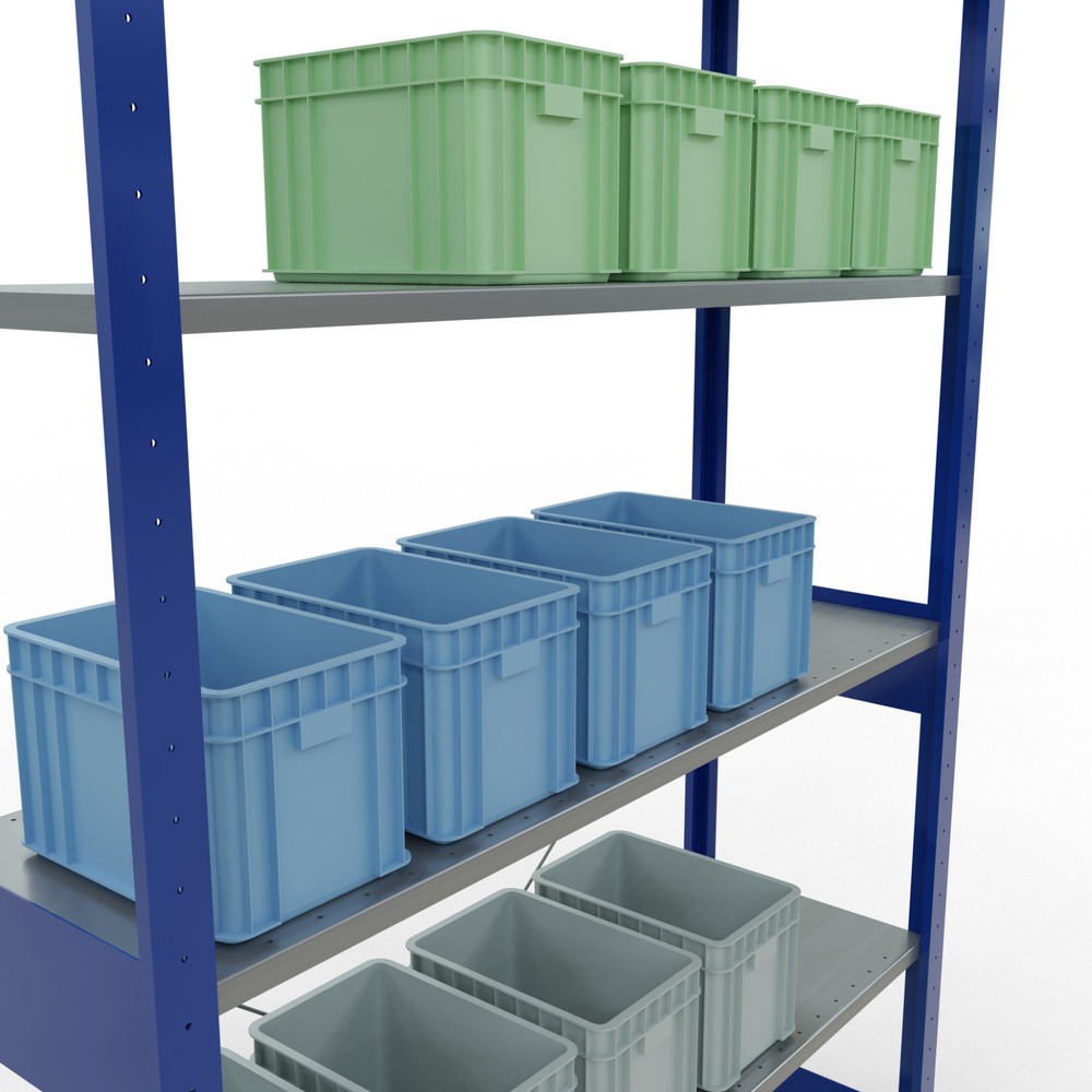 Immagine del prodotto n. 4: Scaffalatura a ripiani SCHULTE, blu genziana/zincato, portata per piano di 150 kg, AxLxP 2.500 x 1.360 x 436 mm