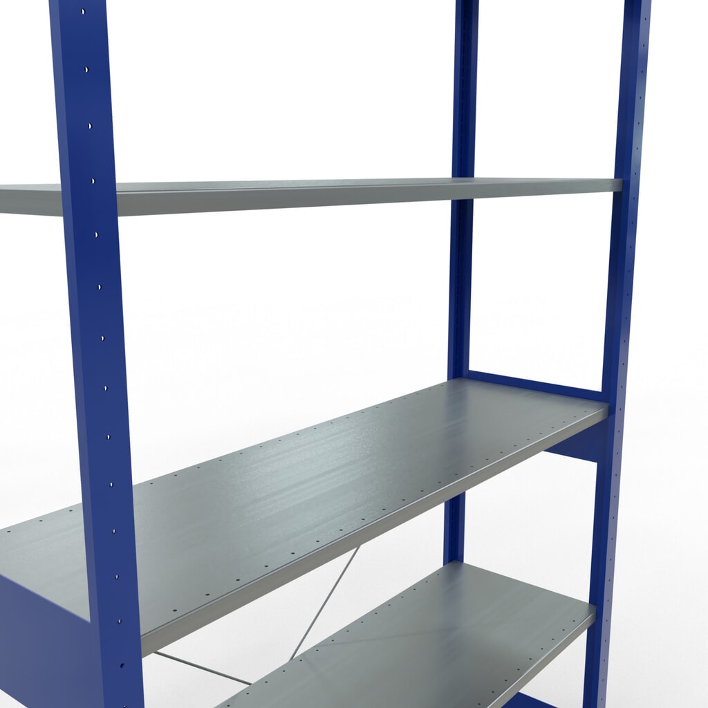 Scaffalatura a ripiani SCHULTE, blu genziana/zincato, portata per piano di 150 kg, AxLxP 2.500 x 1.360 x 436 mm Immagine del prodotto n. 5: Scaffalatura a ripiani SCHULTE, blu genziana/zincato, portata per piano di 150 kg, AxLxP 2.500 x 1.360 x 436 mm