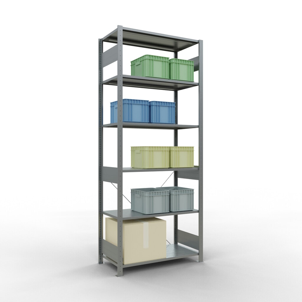 Scaffalatura a ripiani SCHULTE zincata, portata per piano di 150 kg, AxLxP 2.500 x 1.060 x 536 mm Immagine del prodotto n. 3: Scaffalatura a ripiani SCHULTE zincata, portata per piano di 150 kg, AxLxP 2.500 x 1.060 x 536 mm