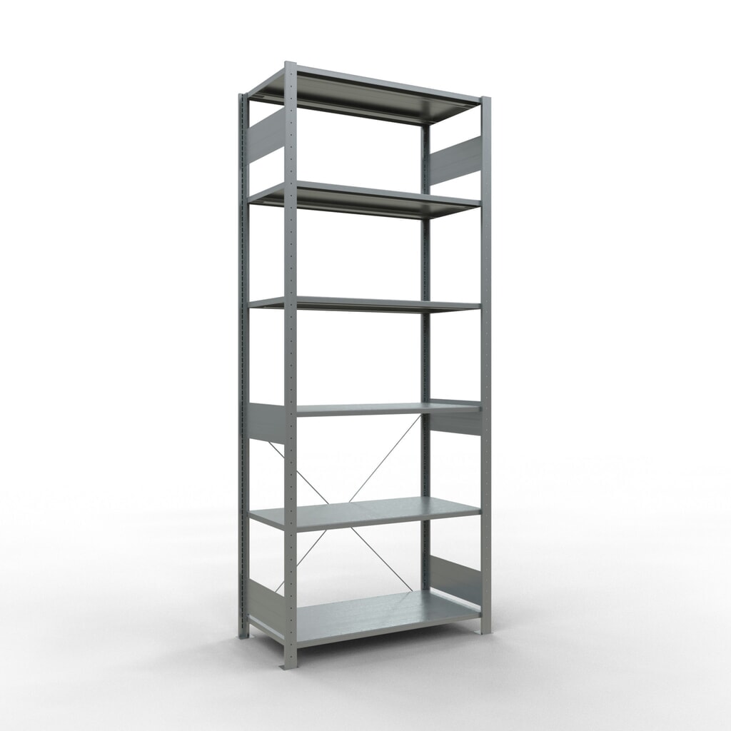 Scaffalatura a ripiani SCHULTE zincata, portata per piano di 150 kg, AxLxP 2.500 x 1.060 x 536 mm Immagine del prodotto: Scaffalatura a ripiani SCHULTE zincata, portata per piano di 150 kg, AxLxP 2.500 x 1.060 x 536 mm