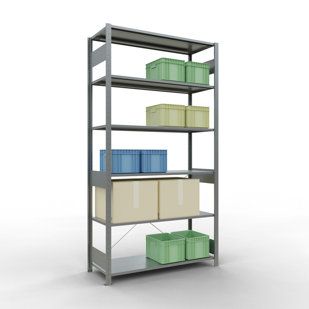 Scaffalatura a ripiani SCHULTE zincata, portata per piano di 150 kg, AxLxP 2.500 x 1.360 x 536 mm Immagine del prodotto n. 3: Scaffalatura a ripiani SCHULTE zincata, portata per piano di 150 kg, AxLxP 2.500 x 1.360 x 536 mm