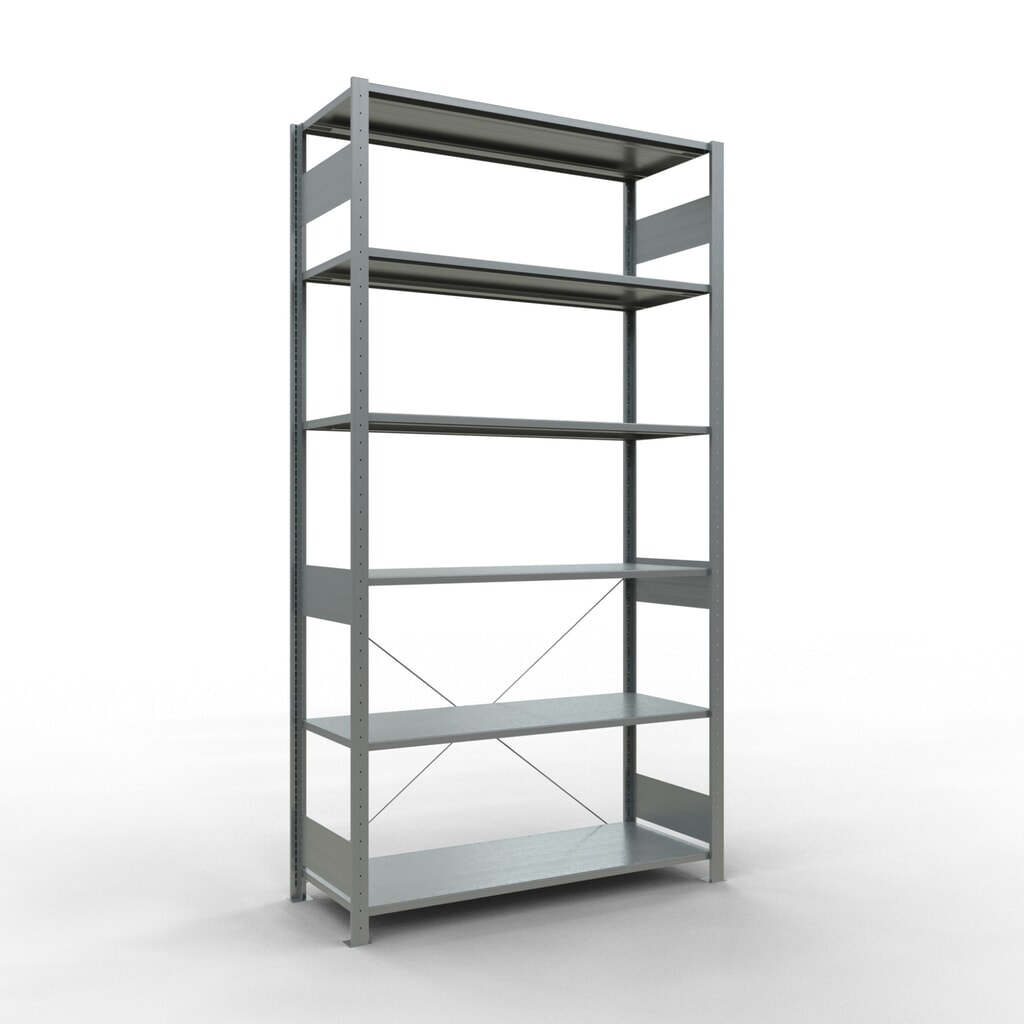 Immagine del prodotto: Scaffalatura a ripiani SCHULTE zincata, portata per piano di 150 kg, AxLxP 2.500 x 1.360 x 536 mm