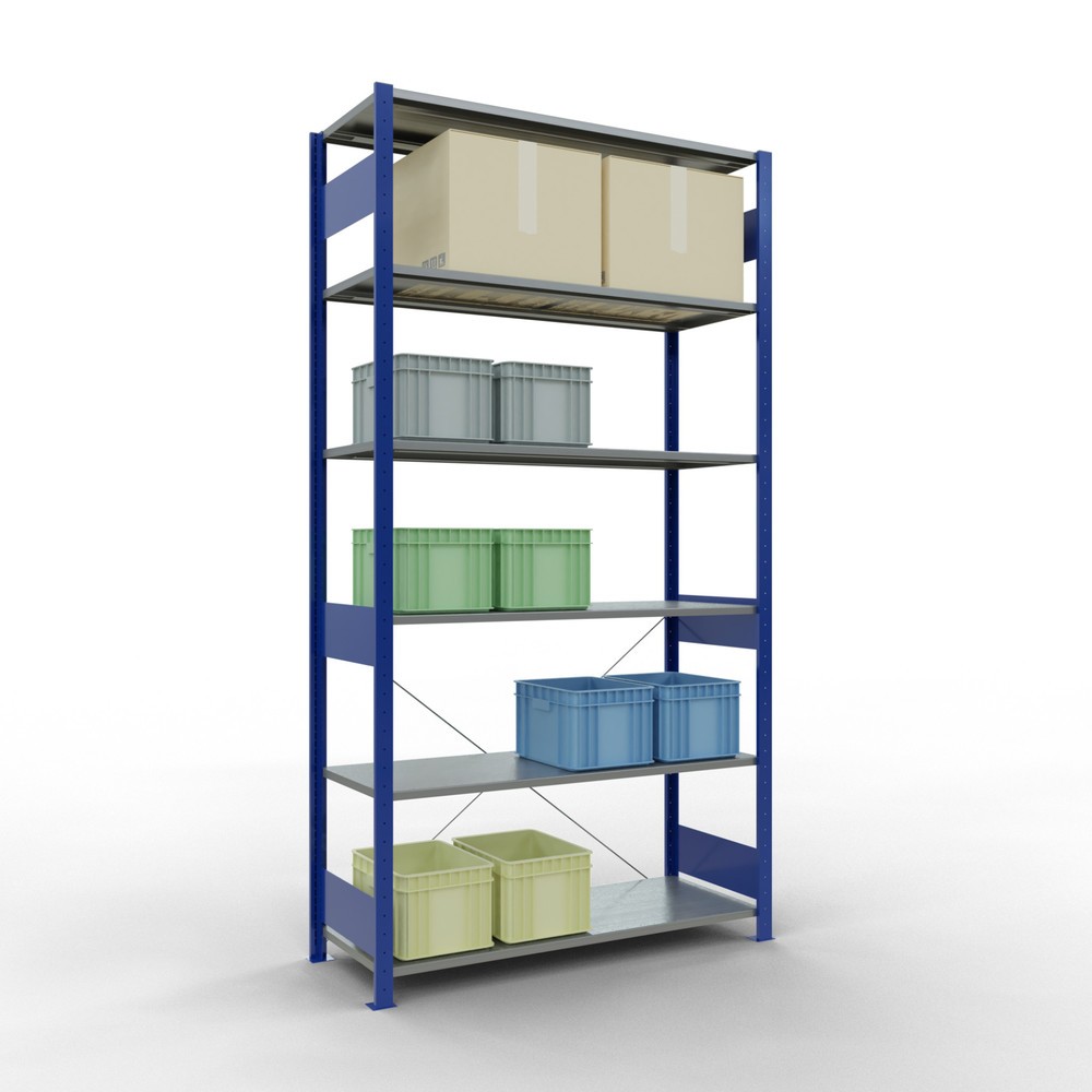 Immagine del prodotto n. 3: Scaffalatura a ripiani SCHULTE, blu genziana/zincato, portata per piano di 150 kg, AxLxP 2.500 x 1.360 x 536 mm