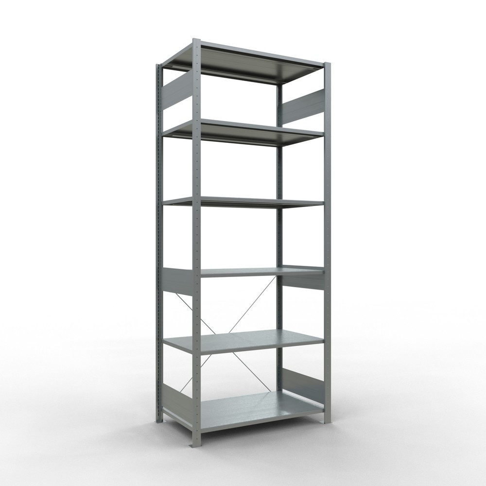 Immagine del prodotto: Scaffalatura a ripiani SCHULTE zincata, portata per piano di 150 kg, AxLxP 2.500 x 1.060 x 636 mm