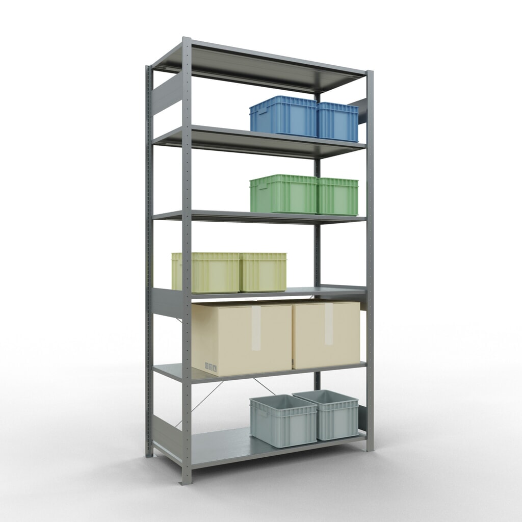 Scaffalatura a ripiani SCHULTE zincata, portata per piano di 150 kg, AxLxP 2.500 x 1.360 x 636 mm Immagine del prodotto n. 3: Scaffalatura a ripiani SCHULTE zincata, portata per piano di 150 kg, AxLxP 2.500 x 1.360 x 636 mm