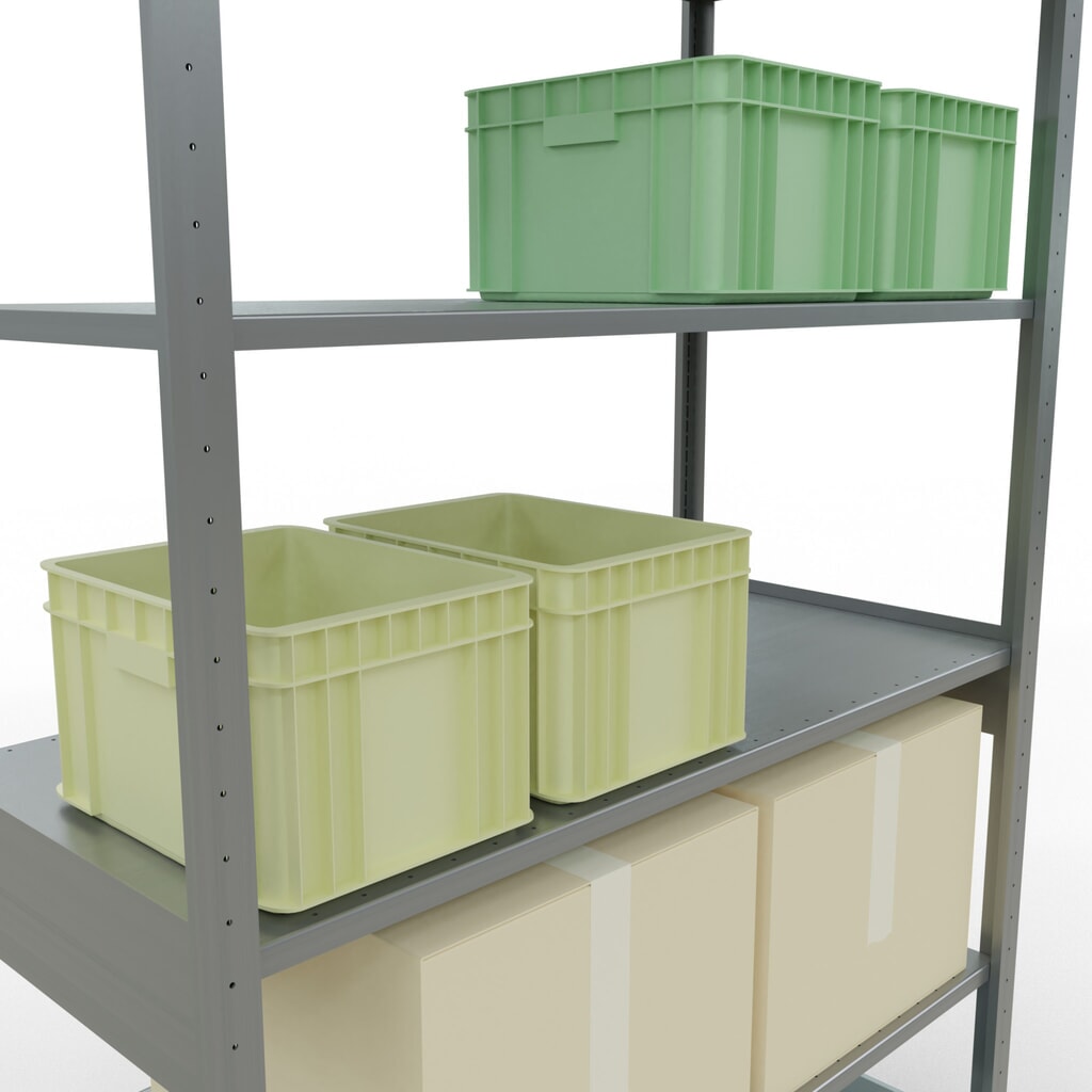 Scaffalatura a ripiani SCHULTE zincata, portata per piano di 150 kg, AxLxP 2.500 x 1.360 x 636 mm Immagine del prodotto n. 4: Scaffalatura a ripiani SCHULTE zincata, portata per piano di 150 kg, AxLxP 2.500 x 1.360 x 636 mm