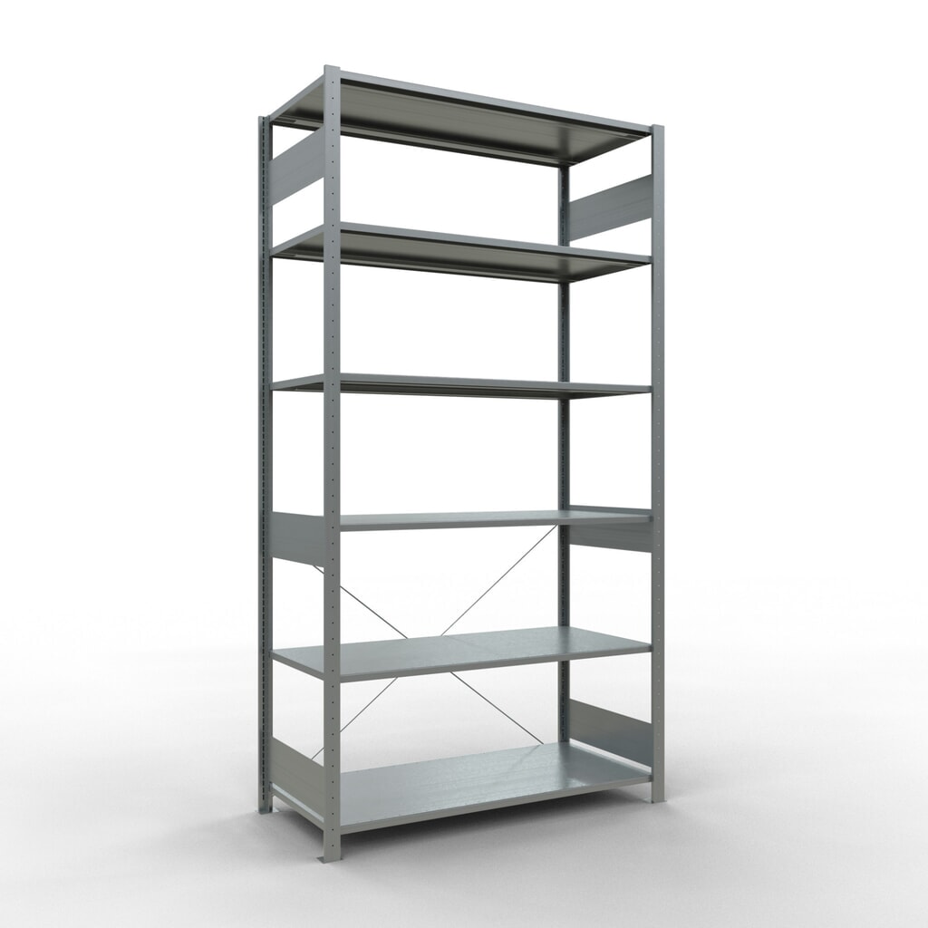 Scaffalatura a ripiani SCHULTE zincata, portata per piano di 150 kg, AxLxP 2.500 x 1.360 x 636 mm Immagine del prodotto: Scaffalatura a ripiani SCHULTE zincata, portata per piano di 150 kg, AxLxP 2.500 x 1.360 x 636 mm