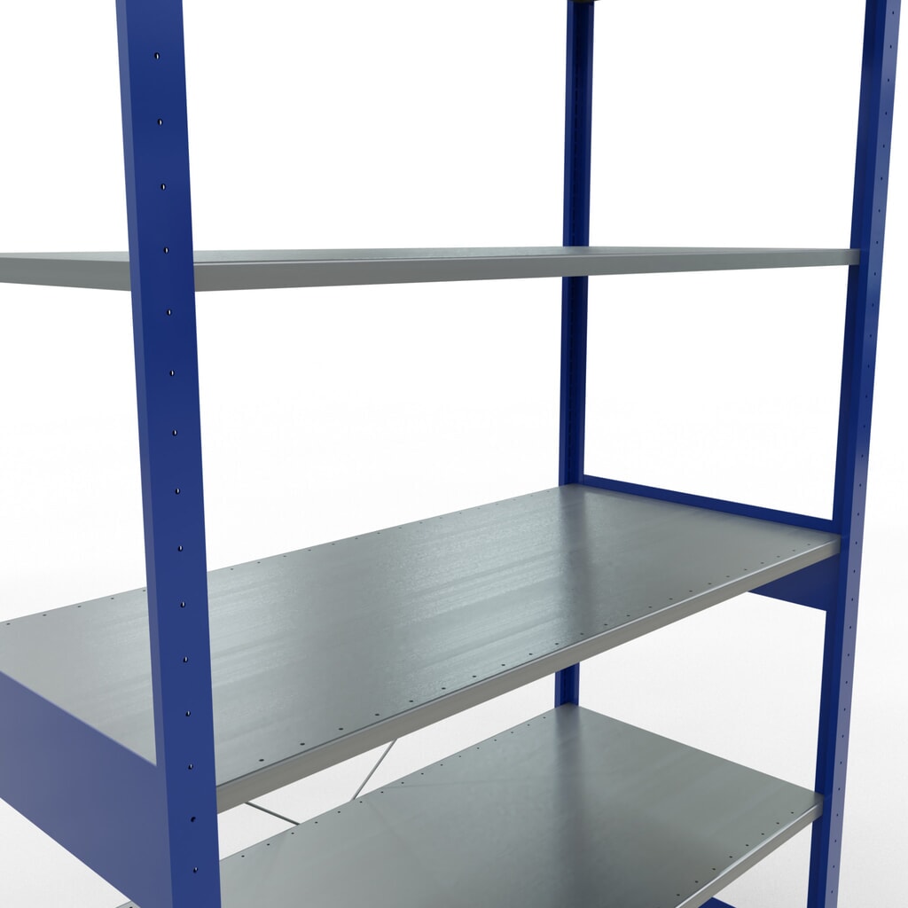 Scaffalatura a ripiani SCHULTE, blu genziana/zincato, portata per piano di 150 kg, AxLxP 2.500 x 1.360 x 636 mm Immagine del prodotto n. 5: Scaffalatura a ripiani SCHULTE, blu genziana/zincato, portata per piano di 150 kg, AxLxP 2.500 x 1.360 x 636 mm