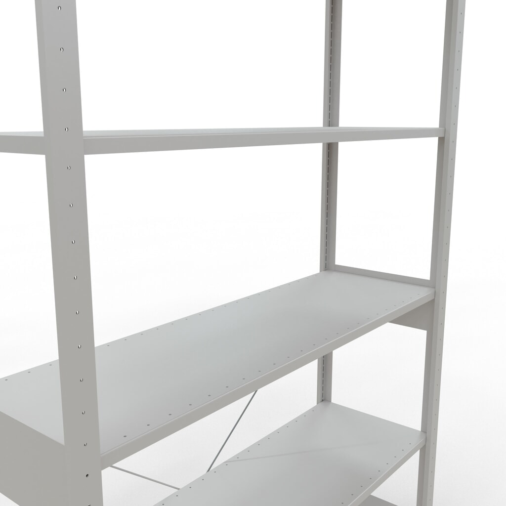 Scaffalatura a ripiani SCHULTE, grigio chiaro, portata per piano di 150 kg, AxLxP 2.500 x 1.360 x 436 mm Immagine del prodotto n. 5: Scaffalatura a ripiani SCHULTE, grigio chiaro, portata per piano di 150 kg, AxLxP 2.500 x 1.360 x 436 mm