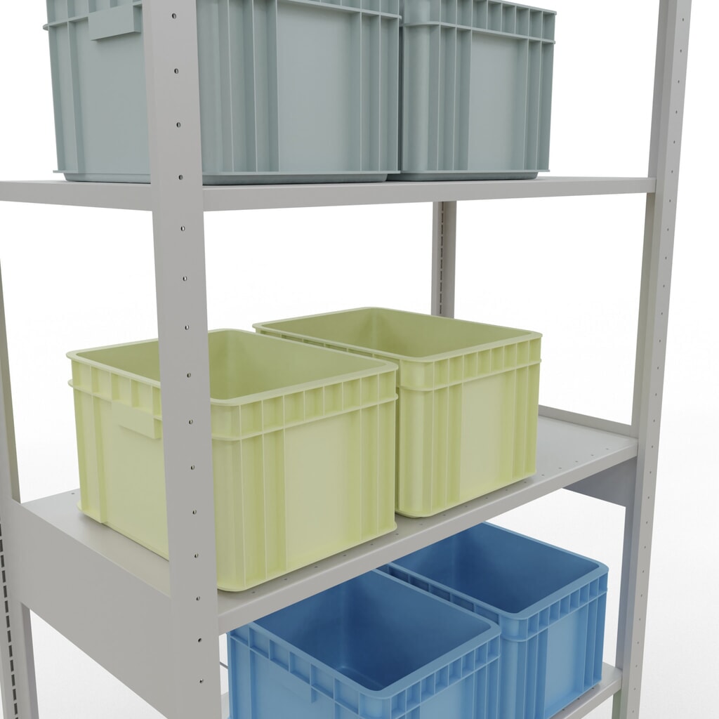 Scaffalatura a ripiani SCHULTE, grigio chiaro, portata per piano di 150 kg, AxLxP 2.500 x 1.060 x 536 mm Immagine del prodotto n. 4: Scaffalatura a ripiani SCHULTE, grigio chiaro, portata per piano di 150 kg, AxLxP 2.500 x 1.060 x 536 mm