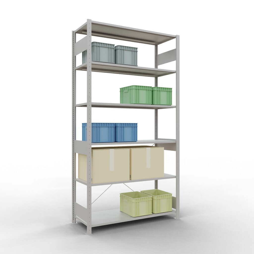 Scaffalatura a ripiani SCHULTE, grigio chiaro, portata per piano di 150 kg, AxLxP 2.500 x 1.360 x 536 mm Immagine del prodotto n. 3: Scaffalatura a ripiani SCHULTE, grigio chiaro, portata per piano di 150 kg, AxLxP 2.500 x 1.360 x 536 mm