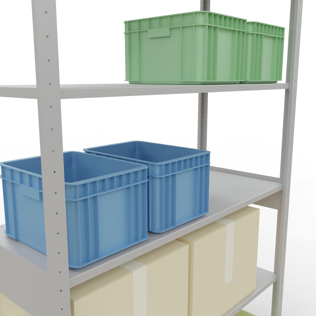Scaffalatura a ripiani SCHULTE, grigio chiaro, portata per piano di 150 kg, AxLxP 2.500 x 1.360 x 536 mm Immagine del prodotto n. 4: Scaffalatura a ripiani SCHULTE, grigio chiaro, portata per piano di 150 kg, AxLxP 2.500 x 1.360 x 536 mm