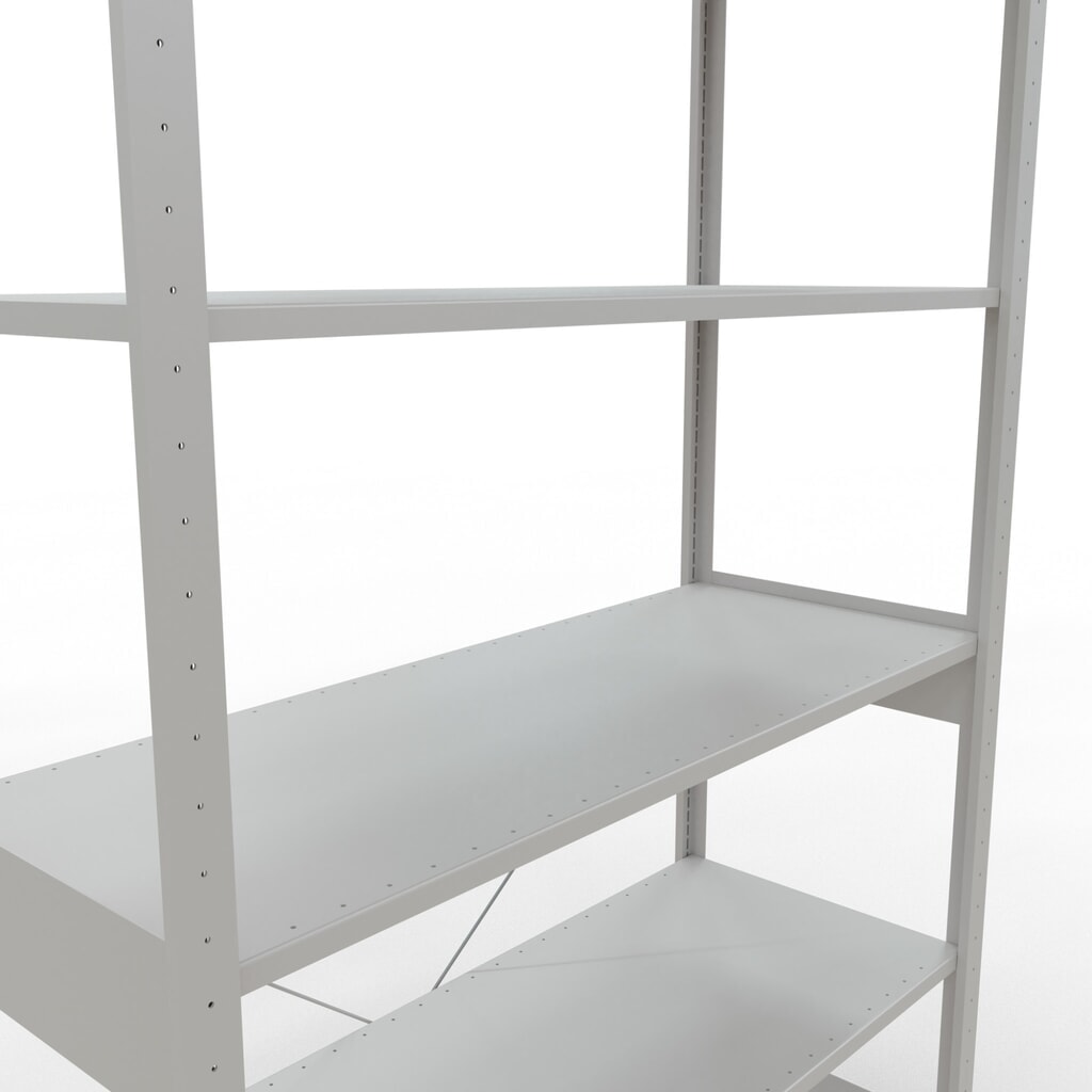 Scaffalatura a ripiani SCHULTE, grigio chiaro, portata per piano di 150 kg, AxLxP 2.500 x 1.360 x 536 mm Immagine del prodotto n. 5: Scaffalatura a ripiani SCHULTE, grigio chiaro, portata per piano di 150 kg, AxLxP 2.500 x 1.360 x 536 mm