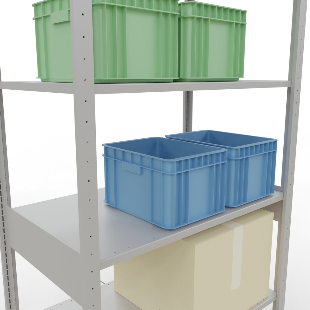 Scaffalatura a ripiani SCHULTE, grigio chiaro, portata per piano di 150 kg, AxLxP 2.500 x 1.060 x 636 mm Immagine del prodotto n. 4: Scaffalatura a ripiani SCHULTE, grigio chiaro, portata per piano di 150 kg, AxLxP 2.500 x 1.060 x 636 mm
