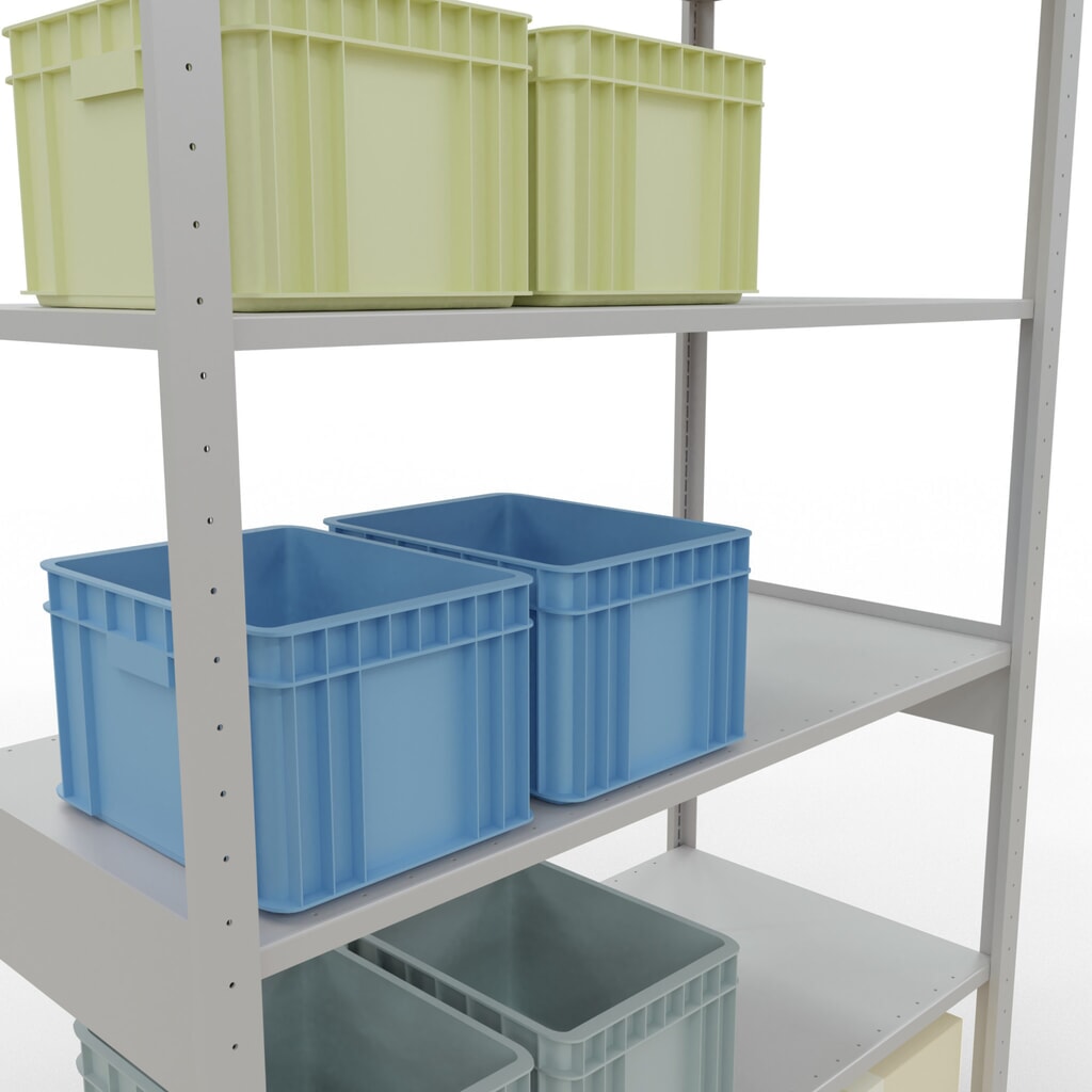 Immagine del prodotto n. 4: Scaffalatura a ripiani SCHULTE, grigio chiaro, portata per piano di 150 kg, AxLxP 2.500 x 1.360 x 636 mm