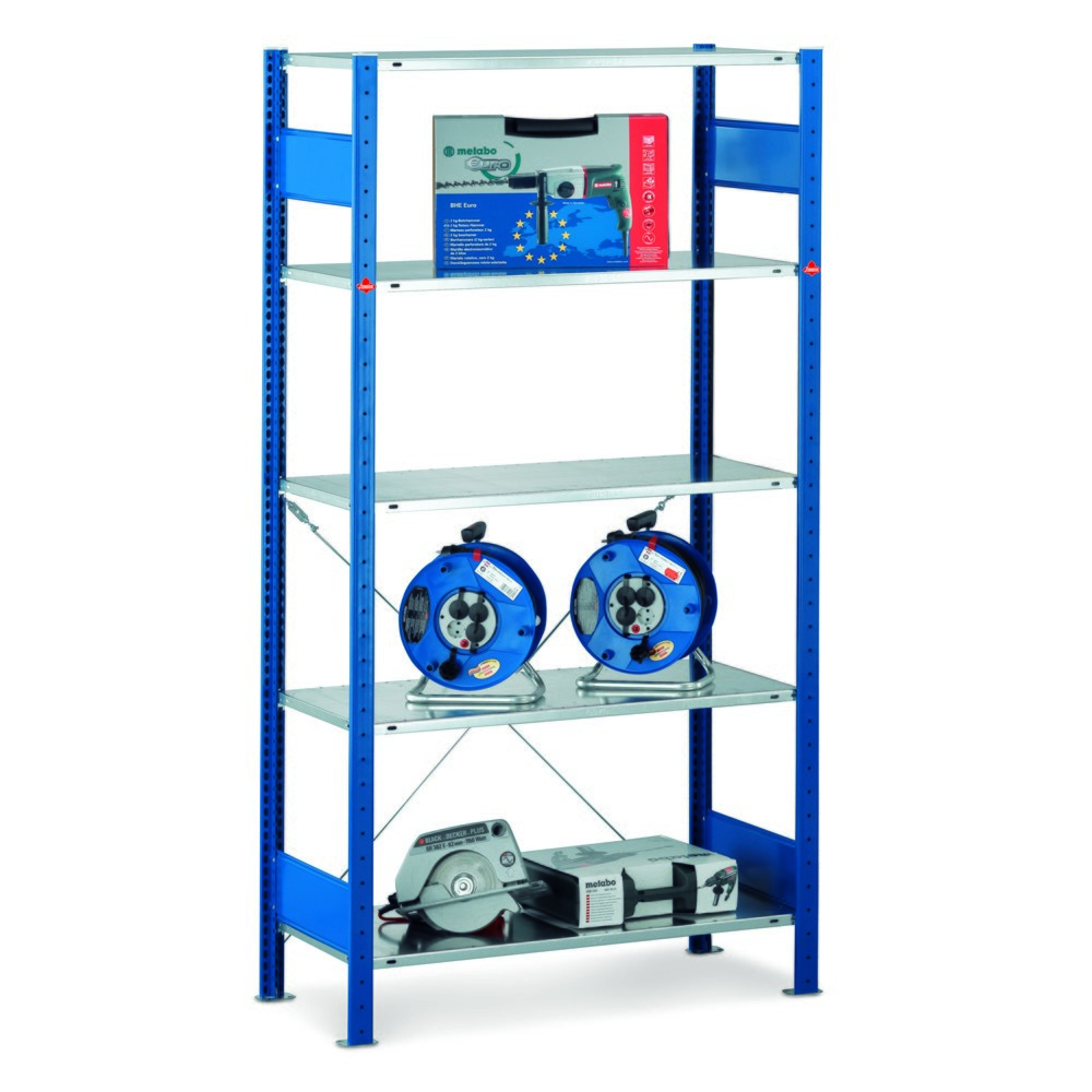 Immagine del prodotto n. 1: Scaffalatura a ripiani SCHULTE, blu genziana/grigio chiaro, portata per piano di 150 kg, AxLxP 2.500 x 1.360 x 636 mm