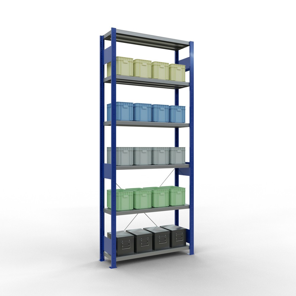 Immagine del prodotto n. 3: Scaffalatura a ripiani SCHULTE, blu genziana/zincato, portata per piano di 330 kg, AxLxP 2.500 x 1.060 x 336 mm