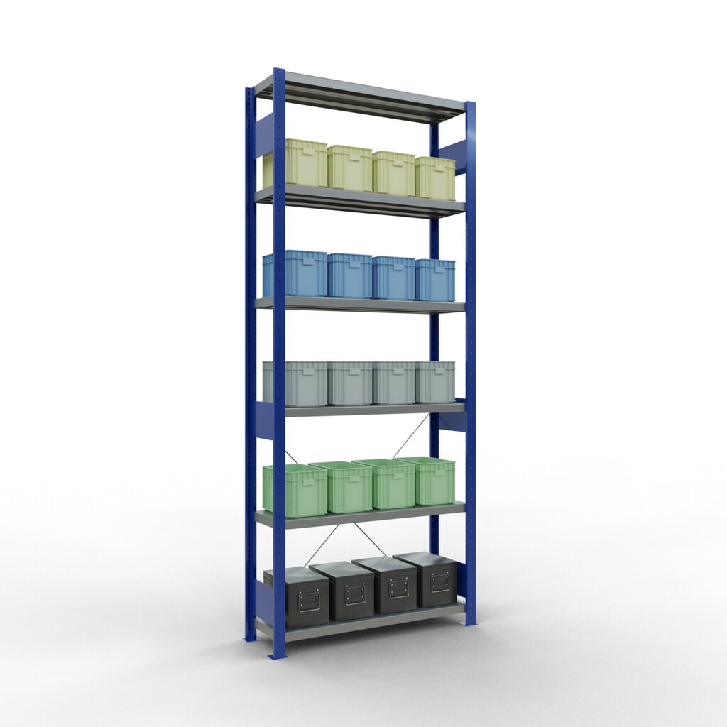 Scaffalatura a ripiani SCHULTE, blu genziana/zincato, portata per piano di 330 kg, AxLxP 2.500 x 1.060 x 336 mm Immagine del prodotto n. 3: Scaffalatura a ripiani SCHULTE, blu genziana/zincato, portata per piano di 330 kg, AxLxP 2.500 x 1.060 x 336 mm