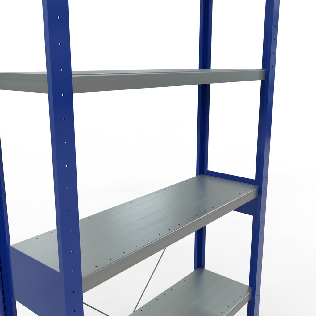 Scaffalatura a ripiani SCHULTE, blu genziana/zincato, portata per piano di 330 kg, AxLxP 2.500 x 1.060 x 336 mm Immagine del prodotto n. 5: Scaffalatura a ripiani SCHULTE, blu genziana/zincato, portata per piano di 330 kg, AxLxP 2.500 x 1.060 x 336 mm
