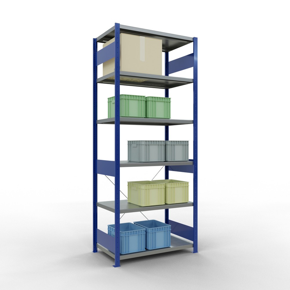 Immagine del prodotto n. 3: Scaffalatura a ripiani SCHULTE, blu genziana/zincato, portata per piano di 330 kg, AxLxP 2.500 x 1.060 x 636 mm