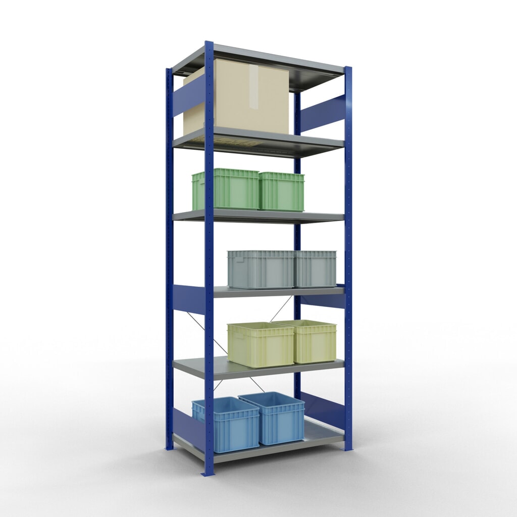 Immagine del prodotto n. 3: Scaffalatura a ripiani SCHULTE, blu genziana/zincato, portata per piano di 330 kg, AxLxP 2.500 x 1.060 x 636 mm