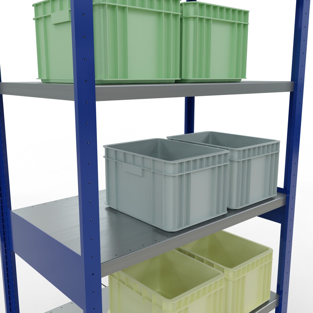 Scaffalatura a ripiani SCHULTE, blu genziana/zincato, portata per piano di 330 kg, AxLxP 2.500 x 1.060 x 636 mm Immagine del prodotto n. 4: Scaffalatura a ripiani SCHULTE, blu genziana/zincato, portata per piano di 330 kg, AxLxP 2.500 x 1.060 x 636 mm