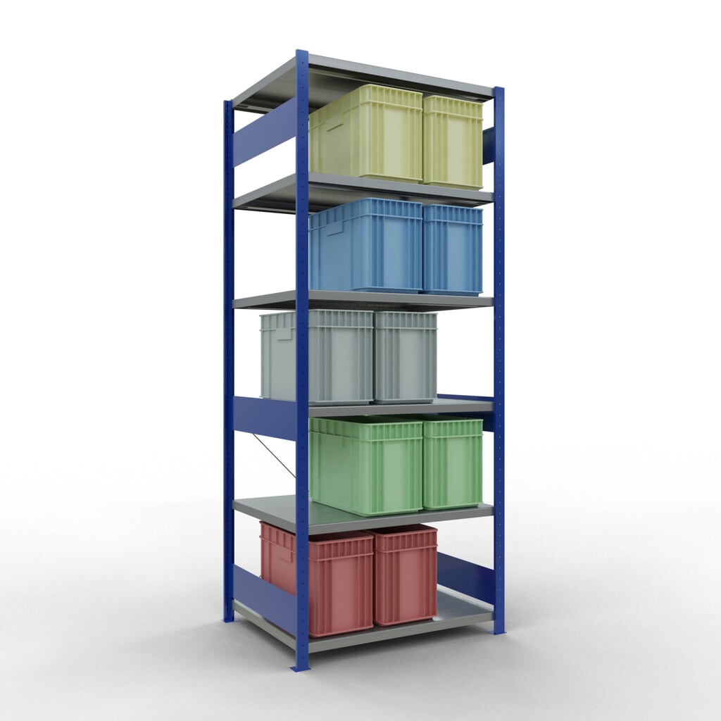 Scaffalatura a ripiani SCHULTE, blu genziana/zincato, portata per piano di 330 kg, AxLxP 2.500 x 1.060 x 836 mm Immagine del prodotto n. 3: Scaffalatura a ripiani SCHULTE, blu genziana/zincato, portata per piano di 330 kg, AxLxP 2.500 x 1.060 x 836 mm