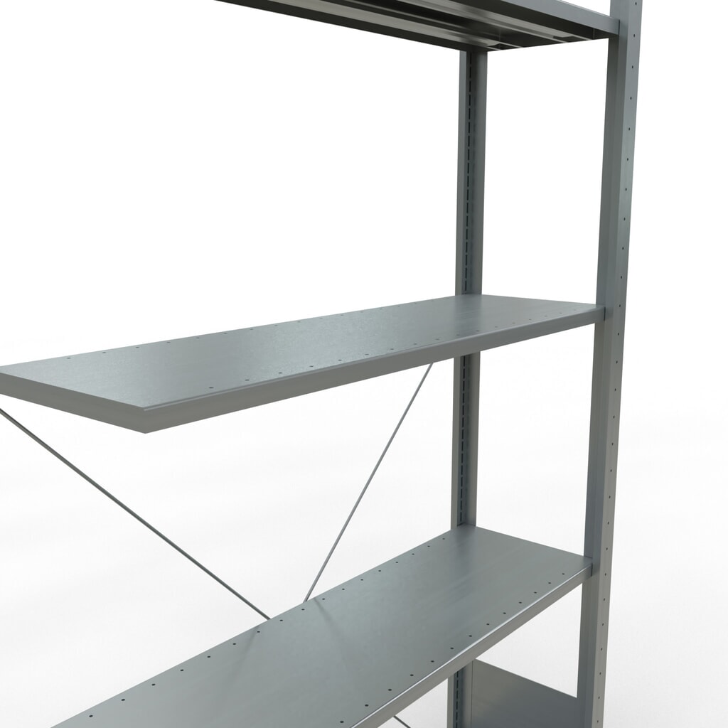 Immagine del prodotto n. 2: Scaffalatura a ripiani SCHULTE, sistema a incastro, campata aggiuntiva, portata per piano 150 kg, zincata, AxLxP 2.000 x 1.000 x 300 mm