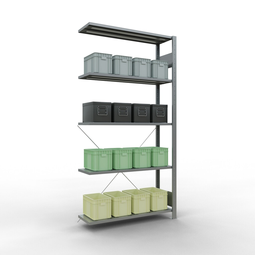 Scaffalatura a ripiani SCHULTE, sistema a incastro, campata aggiuntiva, portata per piano 150 kg, zincata, AxLxP 2.000 x 1.000 x 300 mm Immagine del prodotto n. 4: Scaffalatura a ripiani SCHULTE, sistema a incastro, campata aggiuntiva, portata per piano 150 kg, zincata, AxLxP 2.000 x 1.000 x 300 mm