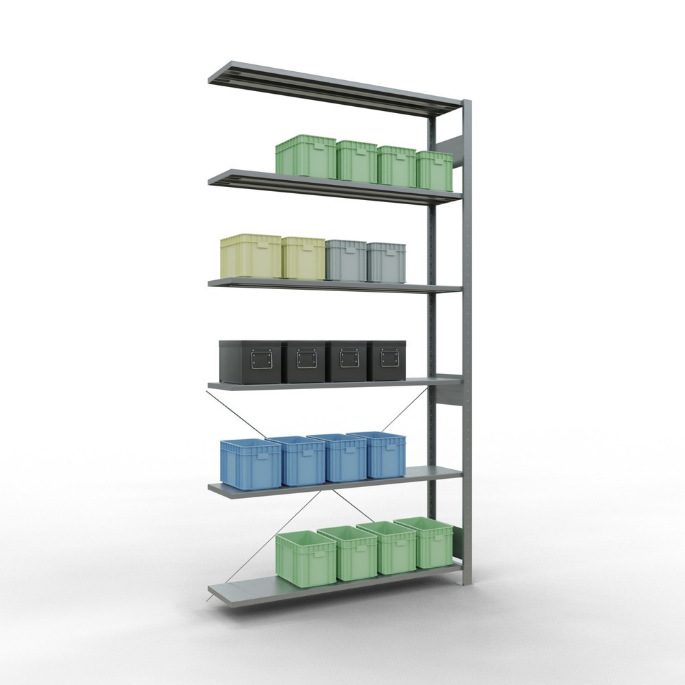 Immagine del prodotto n. 3: Scaffalatura a ripiani SCHULTE, sistema a incastro, campata aggiuntiva, portata per piano 150 kg, zincata, HxLxP 2.500 x 1.300 x 300 mm