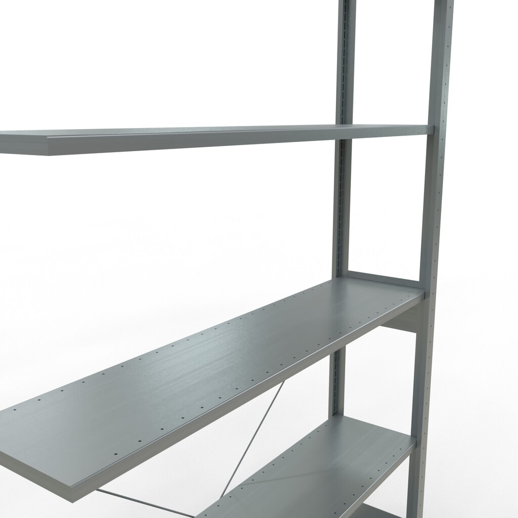 Immagine del prodotto n. 5: Scaffalatura a ripiani SCHULTE, sistema a incastro, campata aggiuntiva, portata per piano 150 kg, zincata, HxLxP 2.500 x 1.300 x 300 mm