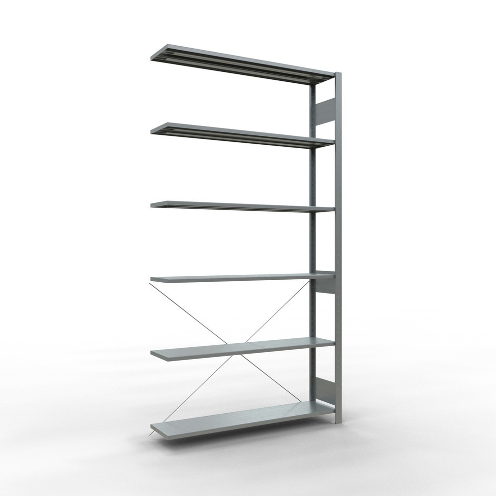 Immagine del prodotto: Scaffalatura a ripiani SCHULTE, sistema a incastro, campata aggiuntiva, portata per piano 150 kg, zincata, HxLxP 2.500 x 1.300 x 300 mm