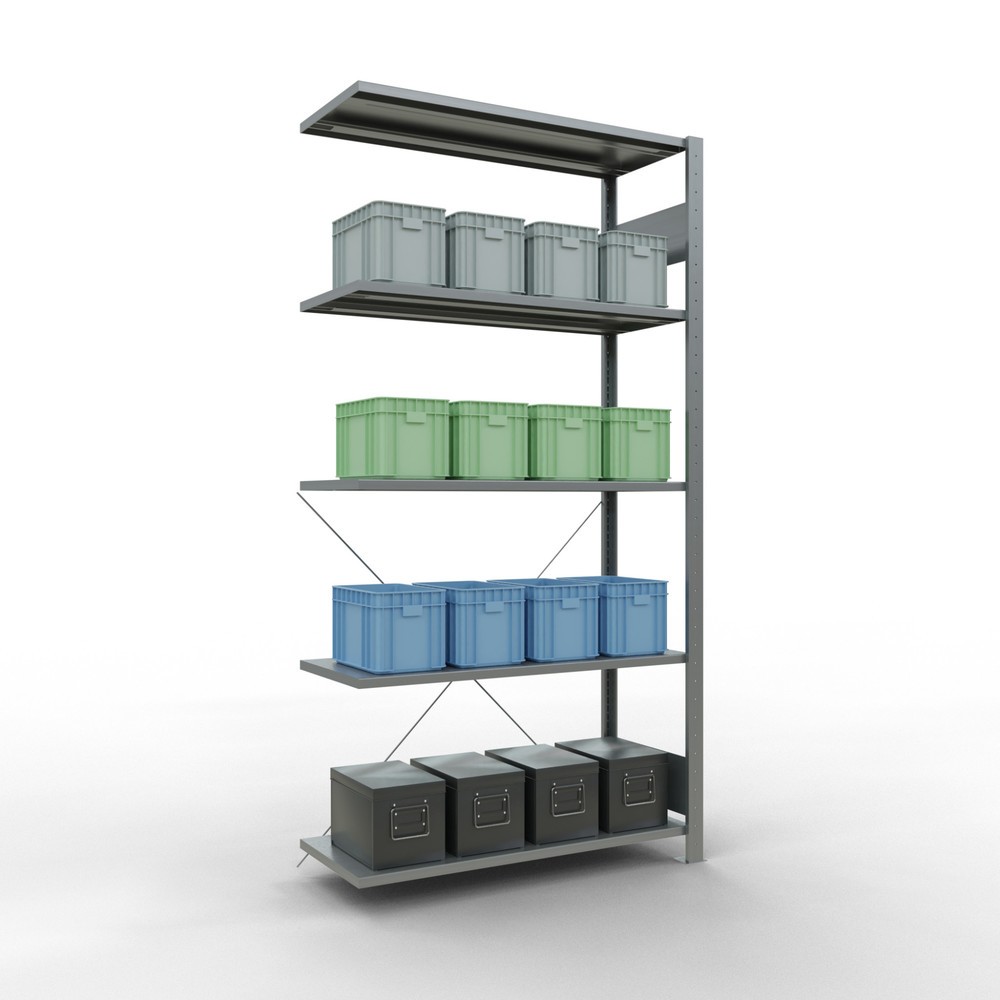 Immagine del prodotto n. 3: Scaffalatura a ripiani SCHULTE, sistema a incastro, campata aggiuntiva, portata per piano 150 kg, zincata, AxLxP 2.000 x 1.000 x 400 mm