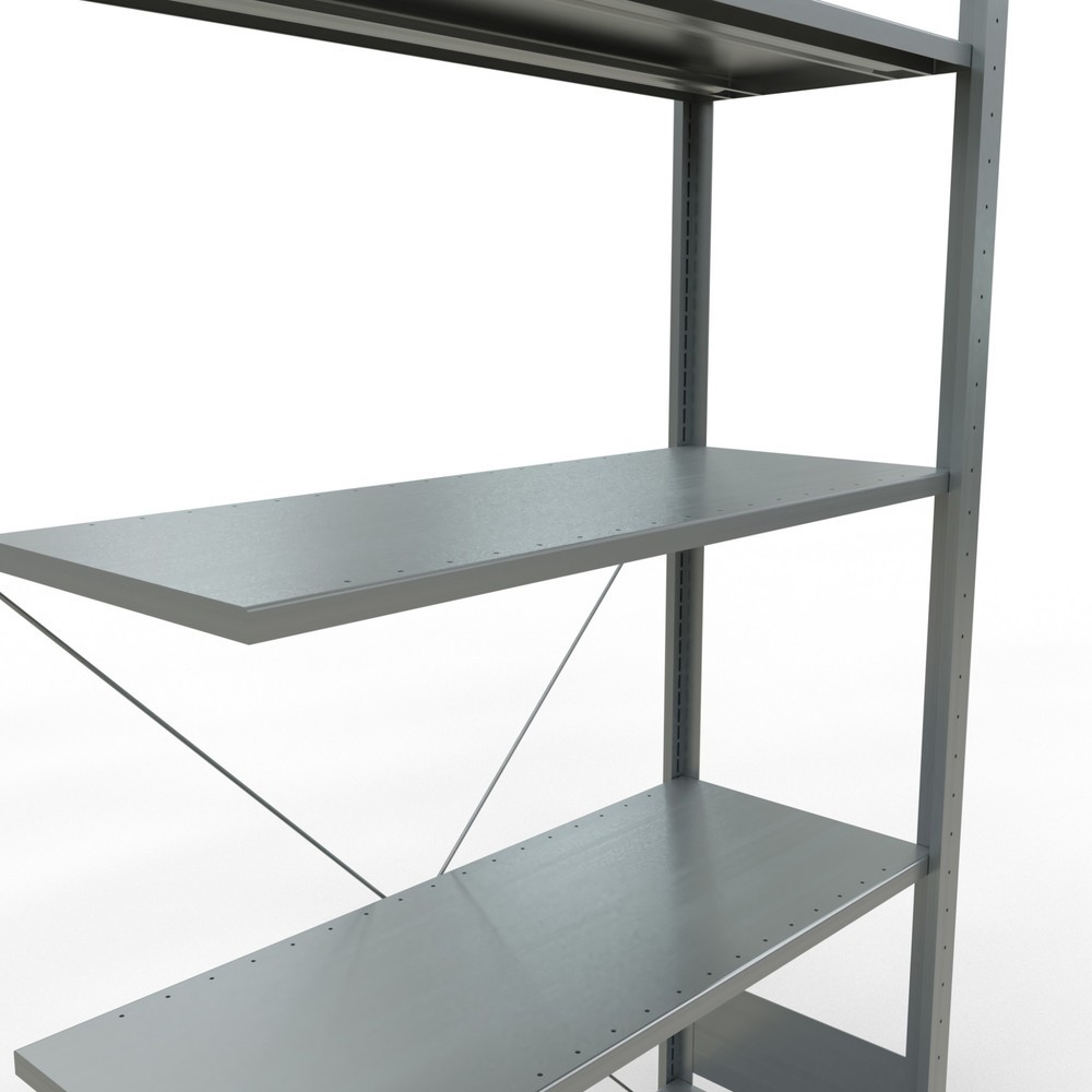 Immagine del prodotto n. 5: Scaffalatura a ripiani SCHULTE, sistema a incastro, campata aggiuntiva, portata per piano 150 kg, zincata, AxLxP 2.000 x 1.000 x 400 mm