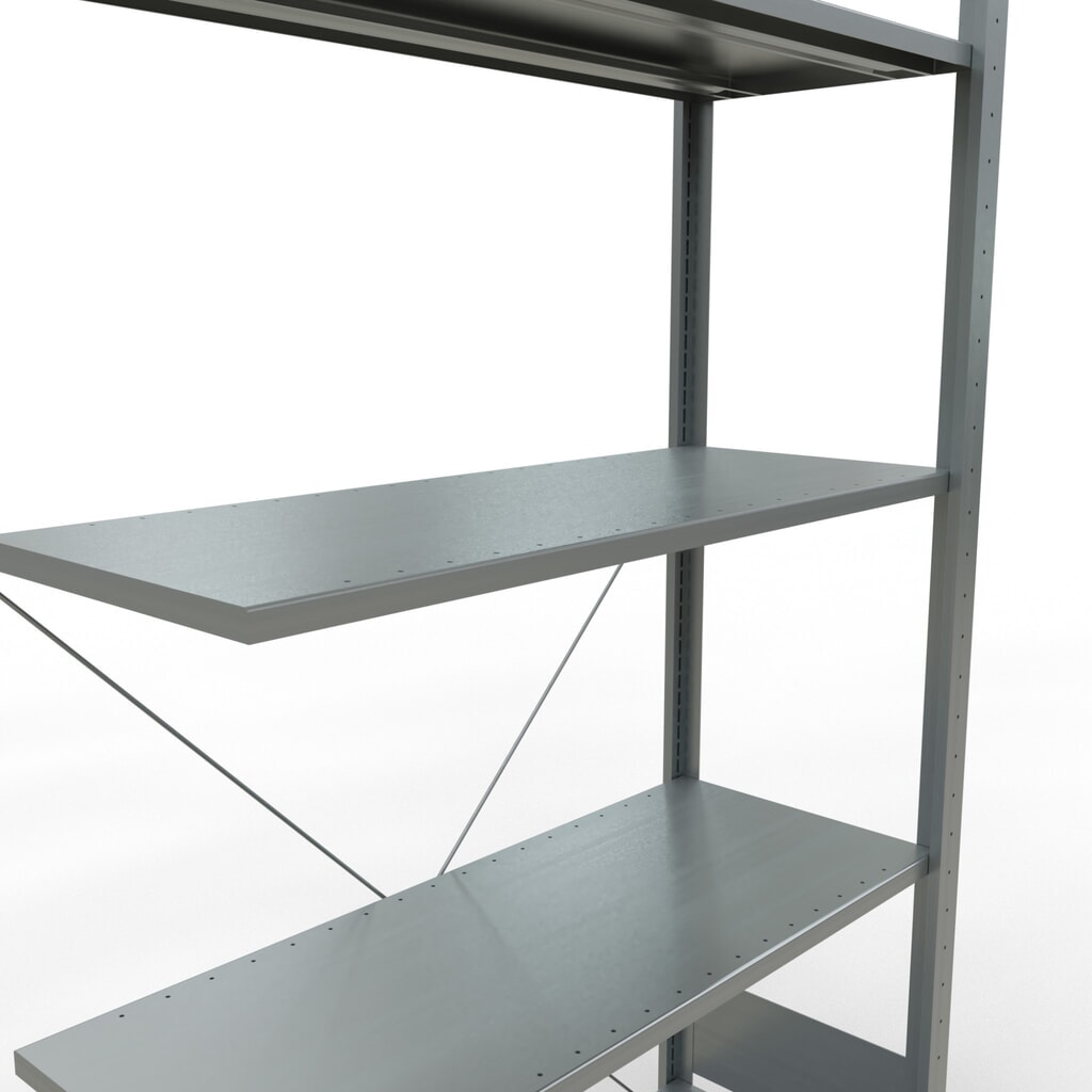 Immagine del prodotto n. 5: Scaffalatura a ripiani SCHULTE, sistema a incastro, campata aggiuntiva, portata per piano 150 kg, zincata, AxLxP 2.000 x 1.000 x 400 mm
