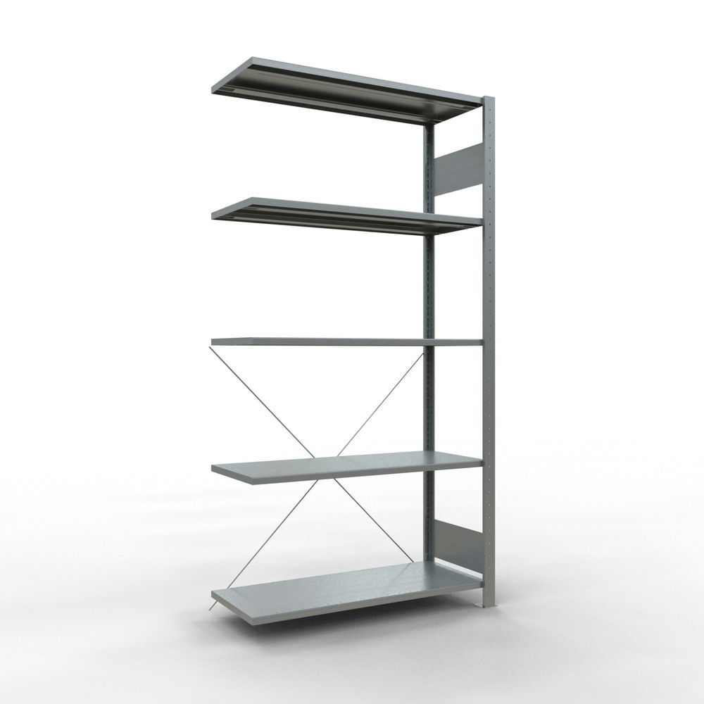 Immagine del prodotto: Scaffalatura a ripiani SCHULTE, sistema a incastro, campata aggiuntiva, portata per piano 150 kg, zincata, AxLxP 2.000 x 1.000 x 400 mm