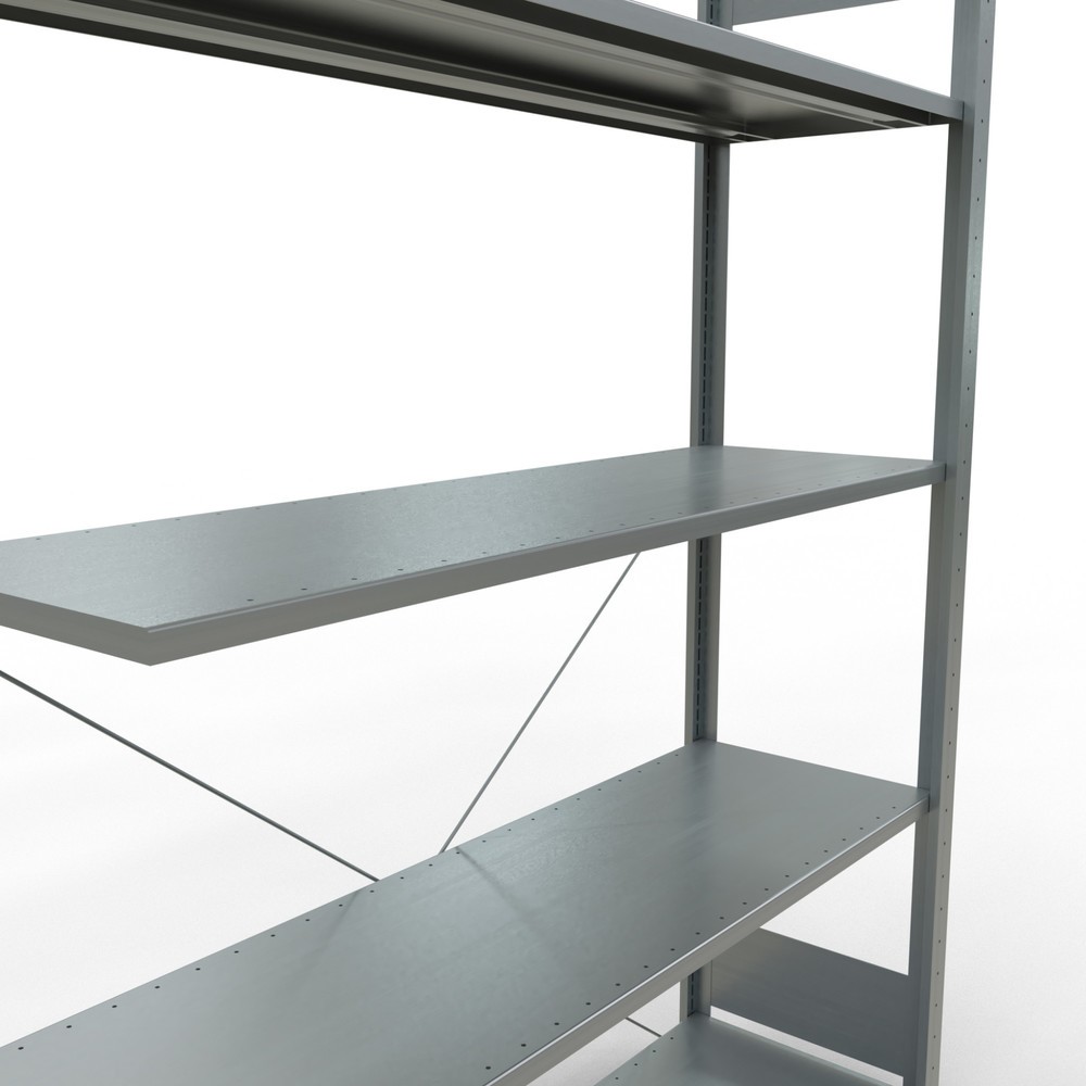 Immagine del prodotto n. 5: Scaffalatura a ripiani SCHULTE, sistema a incastro, campata aggiuntiva, portata per piano 150 kg, zincata, AxLxP 2.000 x 1.300 x 400 mm