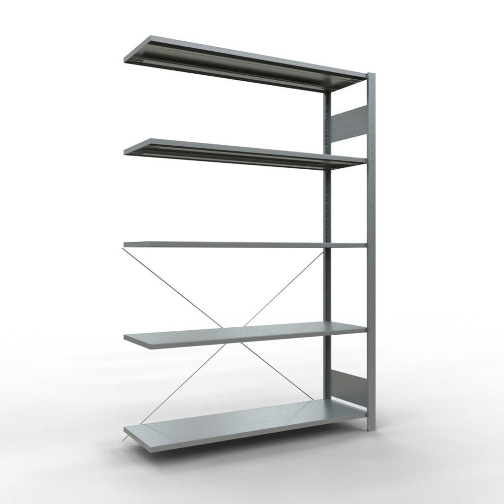 Scaffalatura a ripiani SCHULTE, sistema a incastro, campata aggiuntiva, portata per piano 150 kg, zincata, AxLxP 2.000 x 1.300 x 400 mm Immagine del prodotto: Scaffalatura a ripiani SCHULTE, sistema a incastro, campata aggiuntiva, portata per piano 150 kg, zincata, AxLxP 2.000 x 1.300 x 400 mm