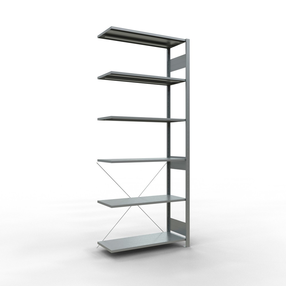 Immagine del prodotto: Scaffalatura a ripiani SCHULTE, sistema a incastro, campata aggiuntiva, portata per piano 150 kg, zincata, AxLxP 2.500 x 1.000 x 400 mm