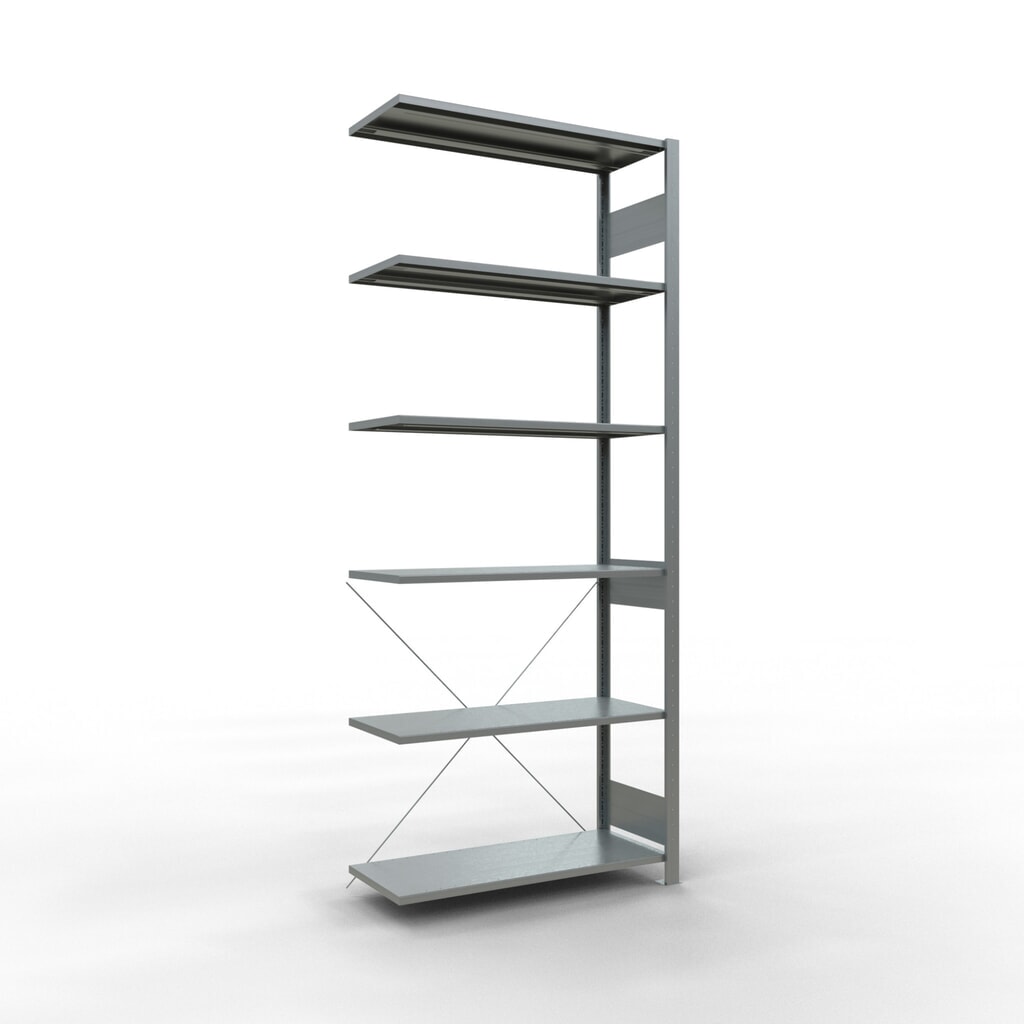 Scaffalatura a ripiani SCHULTE, sistema a incastro, campata aggiuntiva, portata per piano 150 kg, zincata, AxLxP 2.500 x 1.000 x 400 mm Immagine del prodotto: Scaffalatura a ripiani SCHULTE, sistema a incastro, campata aggiuntiva, portata per piano 150 kg, zincata, AxLxP 2.500 x 1.000 x 400 mm