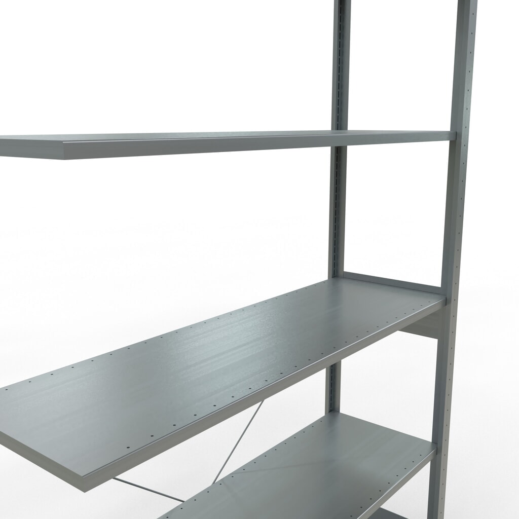 Scaffalatura a ripiani SCHULTE, sistema a incastro, campata aggiuntiva, portata per piano 150 kg, zincata, HxLxP 2.500 x 1.300 x 400 mm Immagine del prodotto n. 5: Scaffalatura a ripiani SCHULTE, sistema a incastro, campata aggiuntiva, portata per piano 150 kg, zincata, HxLxP 2.500 x 1.300 x 400 mm