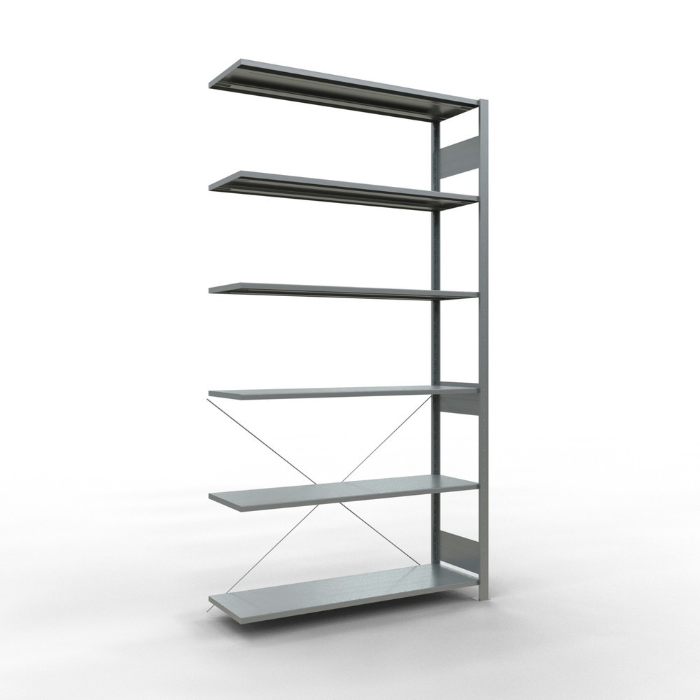 Immagine del prodotto n. 1: Scaffalatura a ripiani SCHULTE, sistema a incastro, campata aggiuntiva, portata per piano 150 kg, zincata, HxLxP 2.500 x 1.300 x 400 mm
