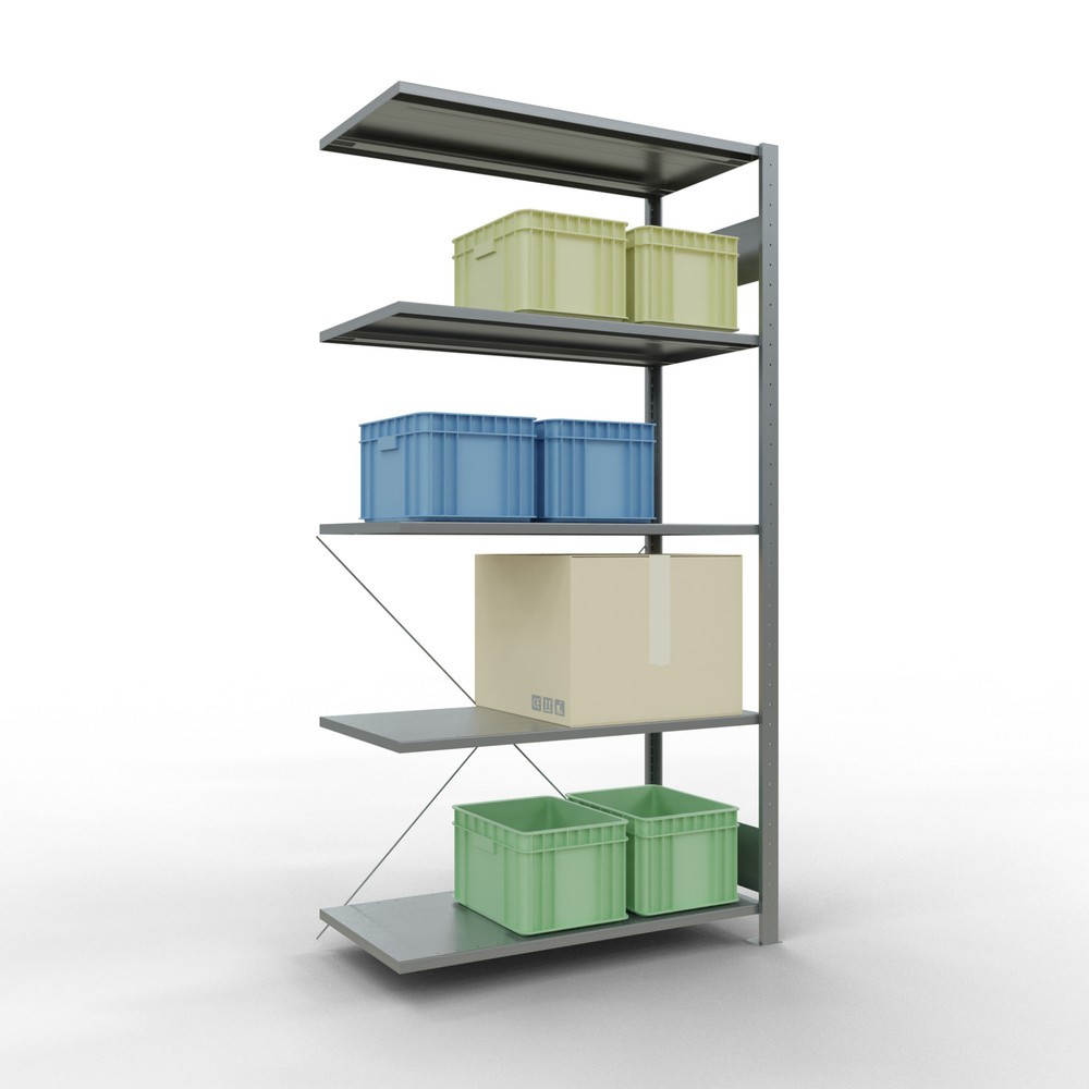 Immagine del prodotto n. 3: Scaffalatura a ripiani SCHULTE, sistema a incastro, campata aggiuntiva, portata per piano 150 kg, zincata, AxLxP 2.000 x 1.000 x 500 mm
