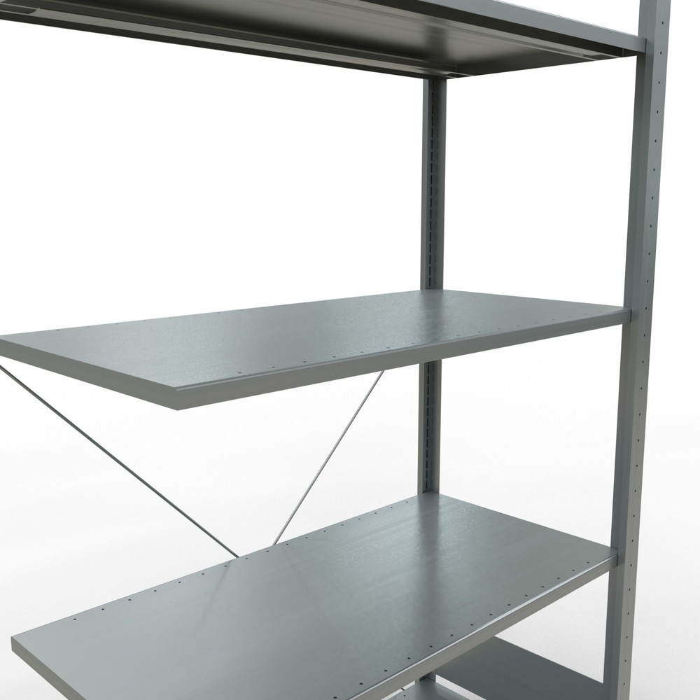 Immagine del prodotto n. 5: Scaffalatura a ripiani SCHULTE, sistema a incastro, campata aggiuntiva, portata per piano 150 kg, zincata, AxLxP 2.000 x 1.000 x 500 mm